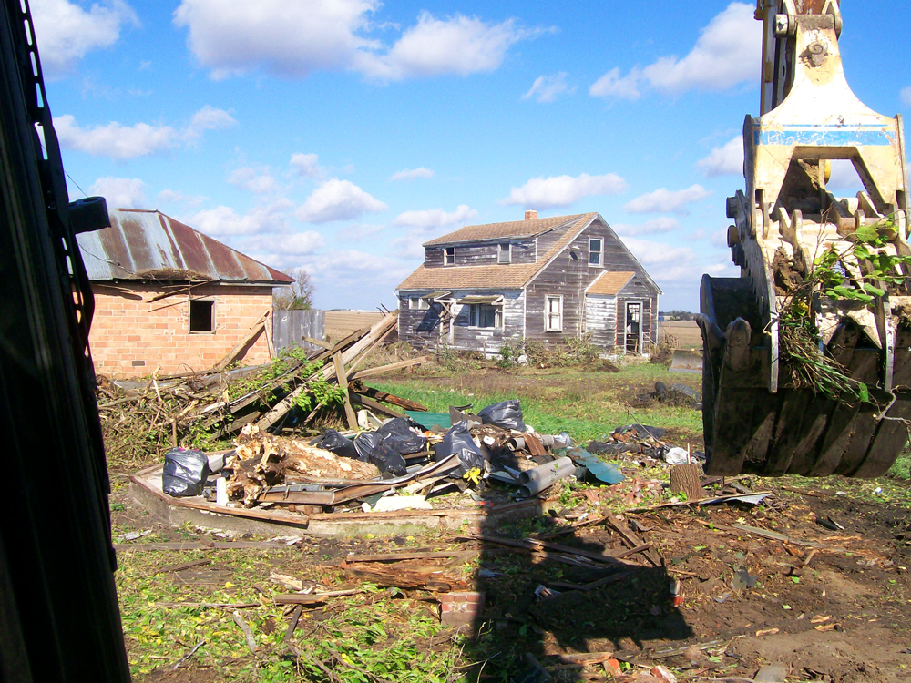 Demolition and site preparation on customer's property by Luft and Sons.